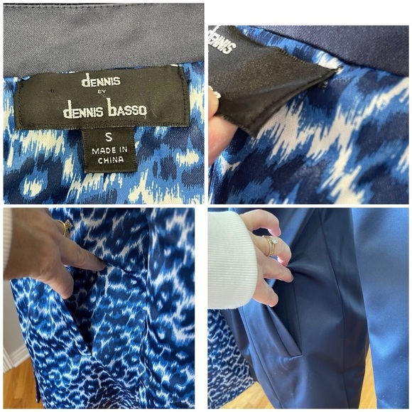 Dennis by Dennis Basso blue and leopard cheetah reversible dress coat size S - Picture 6 of 16
